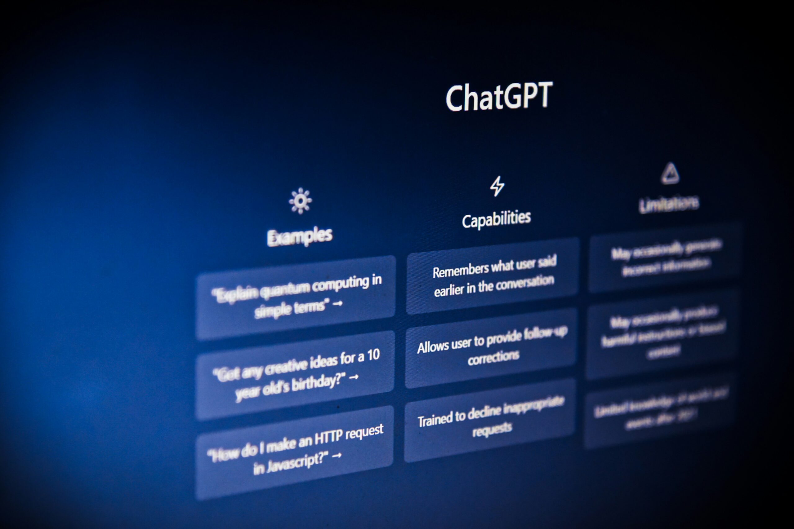 a screen showing the ChatGPT home page